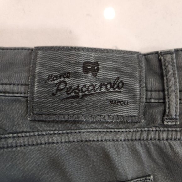 Marco Pescarolo Pants Mens 56 36×34 Green Nerano 1 Cotton Silk Chino 5 Pocket - Picture 5 of 16